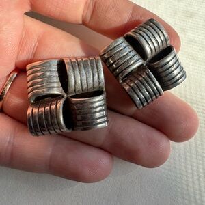 Vintage Sterling Silver Geometric Clip on Earrings 22g